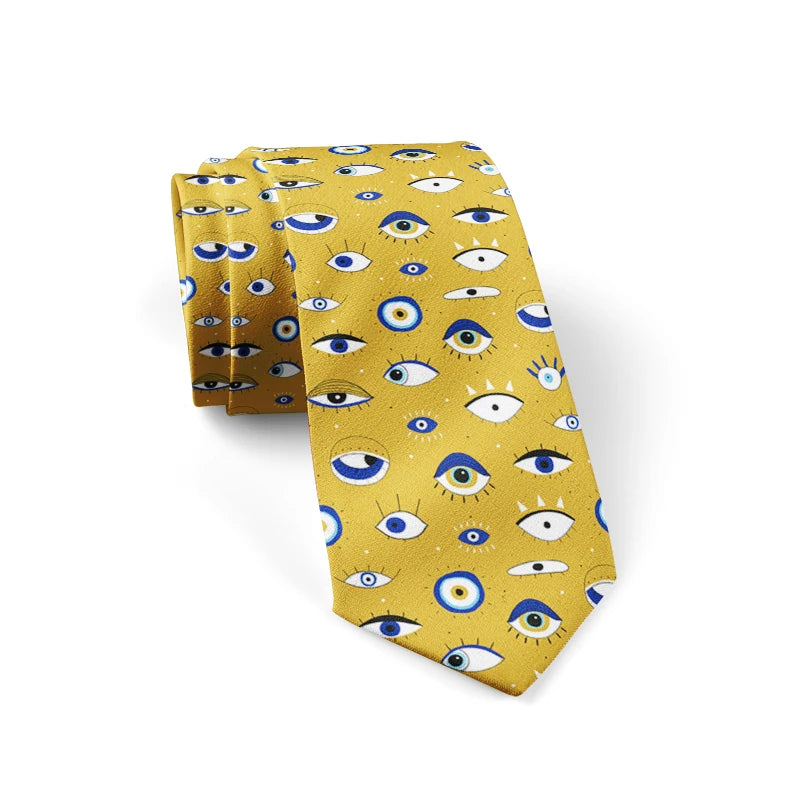 Fashion Eye Print Polyester Wide Tie Novelty Men's Classic Qme style2