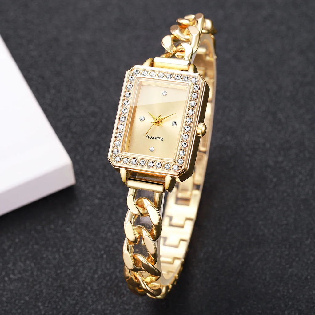 Elegant Rectangle Women Quartz Watch Fashion Bracelet Strap Ladies Wristwatch Reloj Mujer Girls Clock Gift(Without Box) Qme