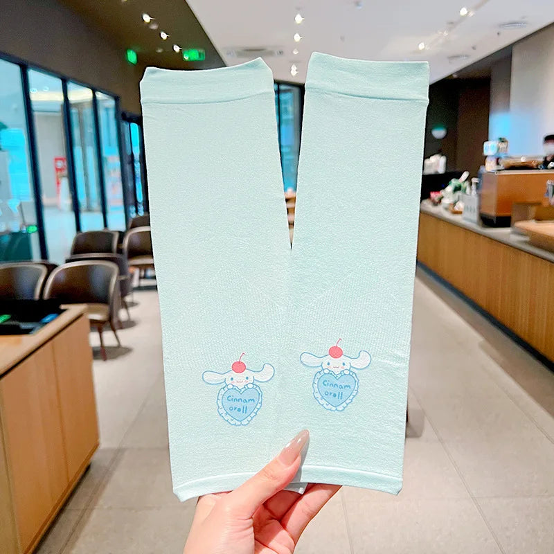 Hello Kitty Kuromi Sun Protection Arm Sleeves Breathable Cooling Arm Sleeves for Students UV-Protective Puff Sleeves Qme 11