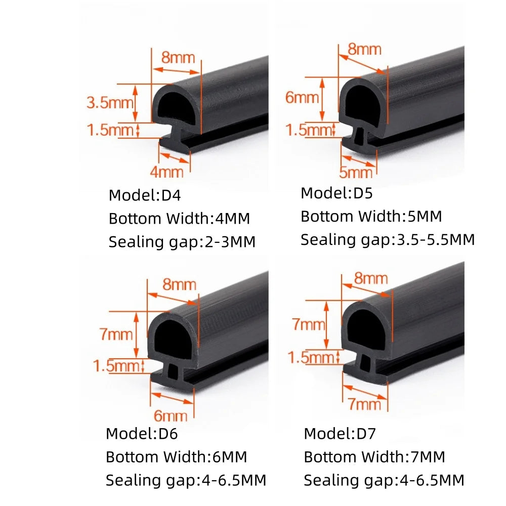 10M Silicone Sealing Strip for Doors and Windows Windproof Warm Durable Shock-absorbing Buffering Anti-collision Sealing Strip Qme