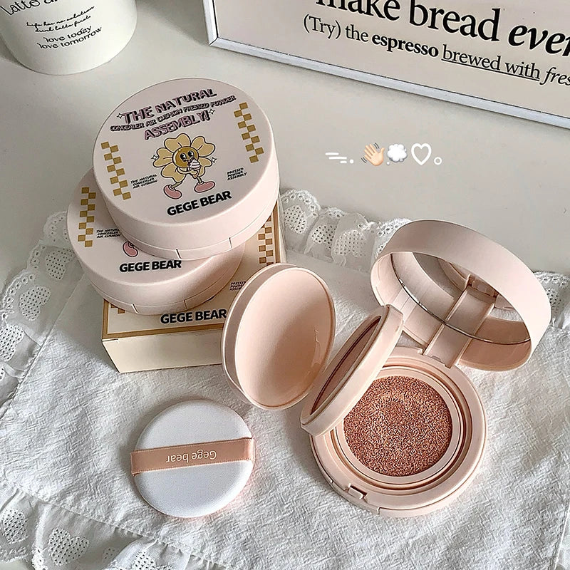 2-in-1 Double Layer Cushion Foundation Pressed Powder Natural Lasting Qme
