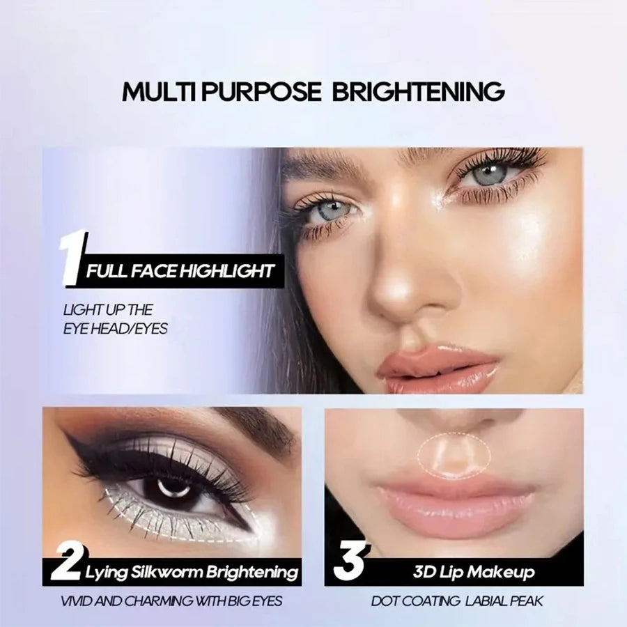 7-Color Diamond Liquid Highlighter Spray Waterproof Gloss Glitter Qme