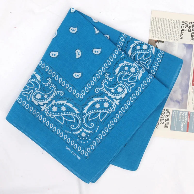 Unisex Cotton Bandana Kerchief Hip Hop Black Hair Band Neck Scarf Qme A3