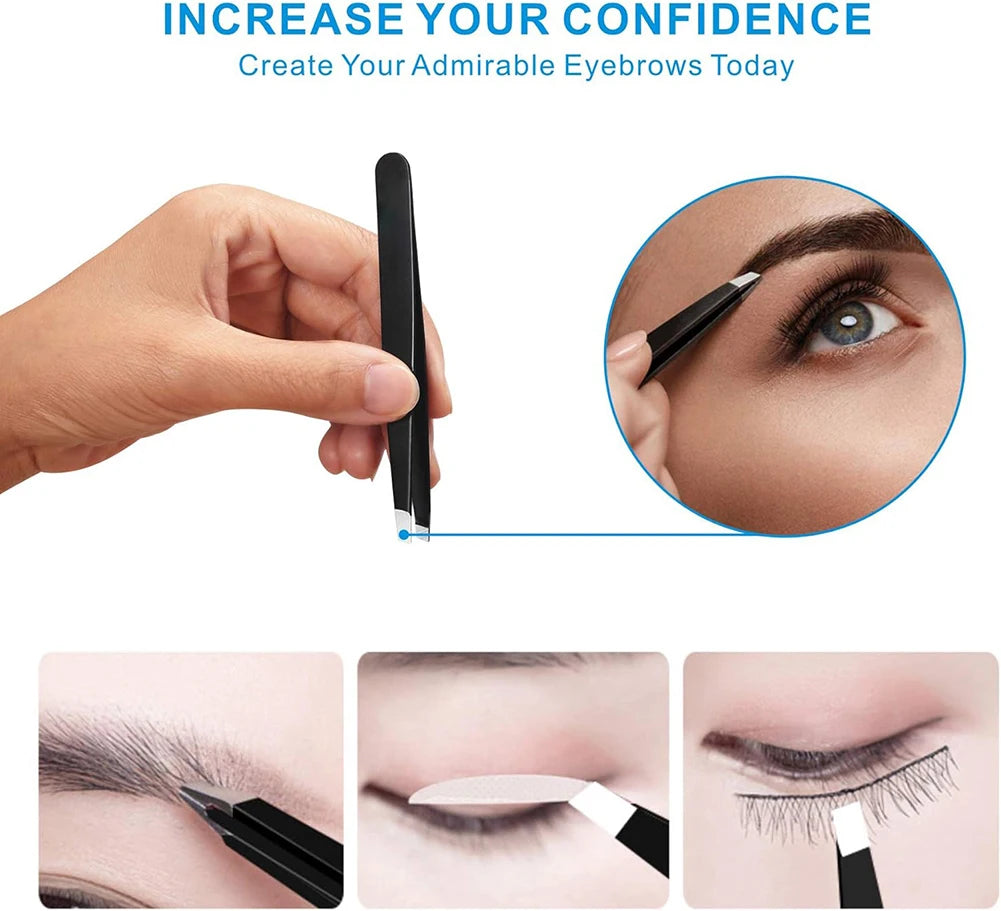 Tweezers Professional Makeup Tools Stainless Steel Eyebrows Facial Qme