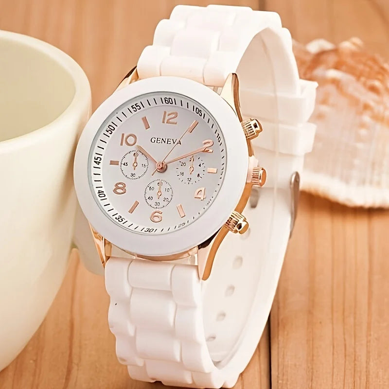 Watch Hot Sales Geneva Brand Silicone Women Watch Ladies Fashion Dress Quartz Wristwatch Female Watch montre relogio feminino Qme