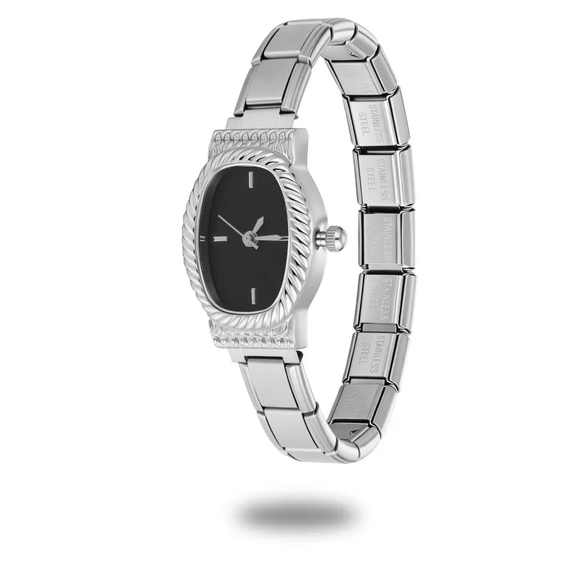 Fashion Men Women's Stainless Steel Oval Round Shiny CZ Zircon Watch