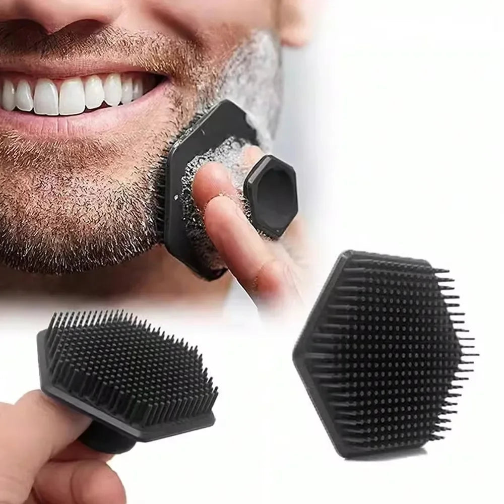 Silicone Facial Cleansing Brush Men Deep Scrub Shave Massage Tool Qme