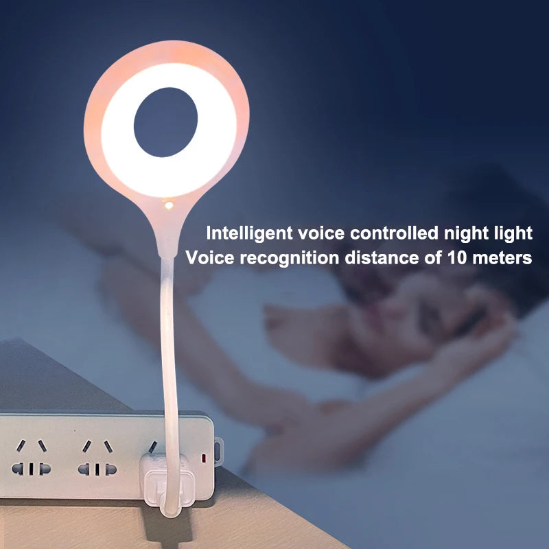 Intelligent Voice Controlled Night Light LED Book USB Flexo Desk Lamp Qme