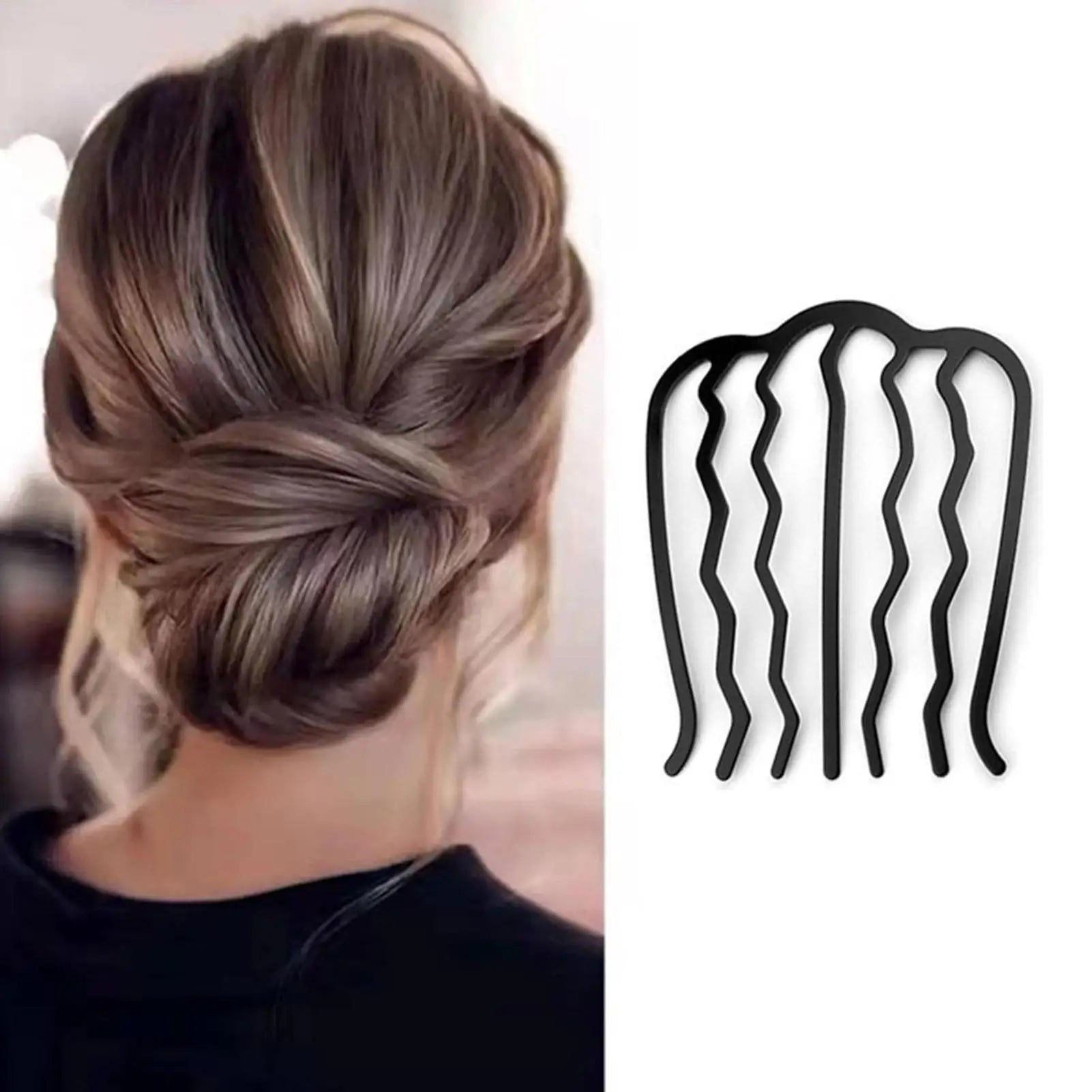 Metal hair side comb hair fork clip teeth hair clip rod for high bun hair U-shaped retro hairstyle hair accessories Qme