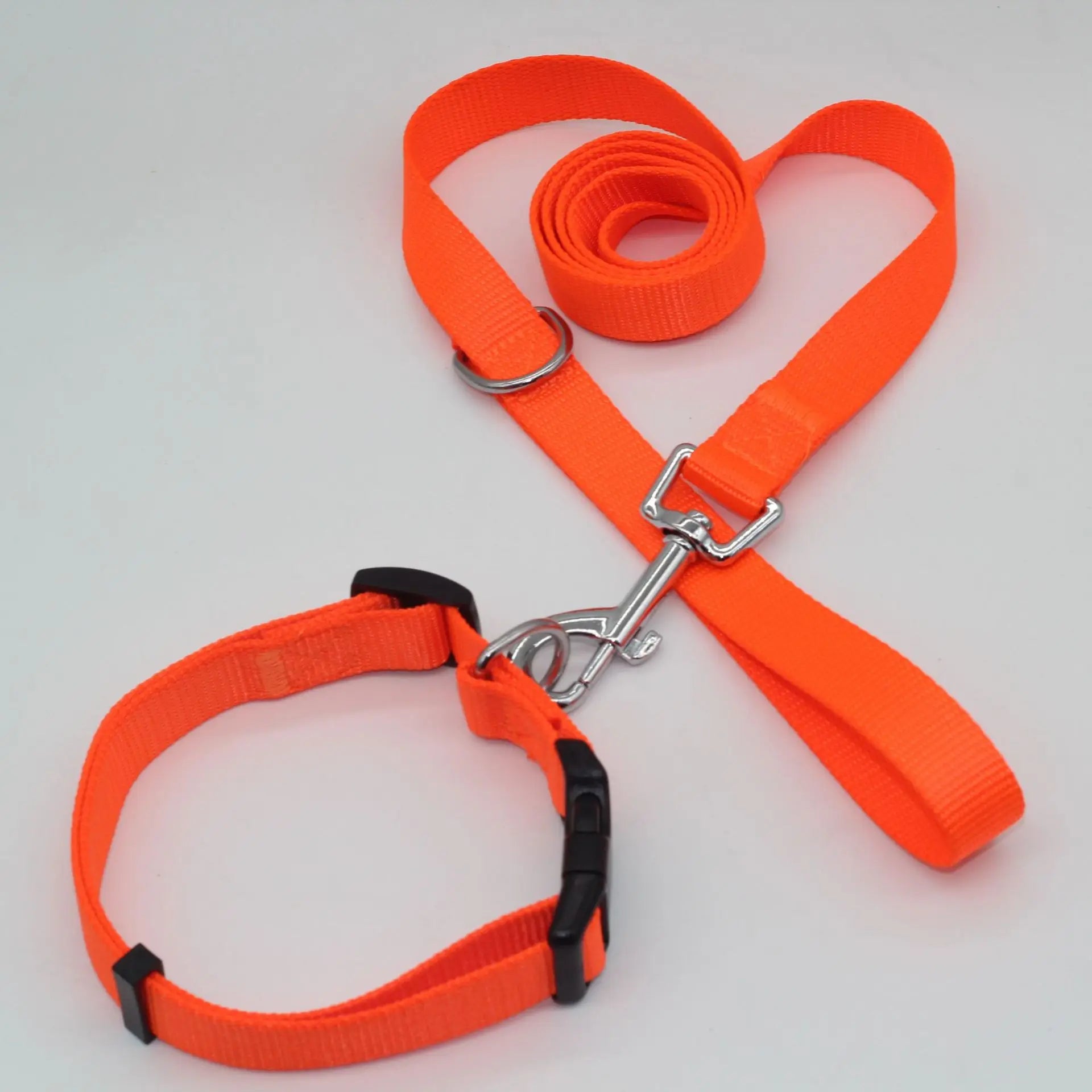 B 2/3Pcs Solid Nylon Dog Harness Collar Leash Set, Adjustable Breathable Traction Kit For Dogs Daily Walking Training Qme Orange leash-Collar 2.0