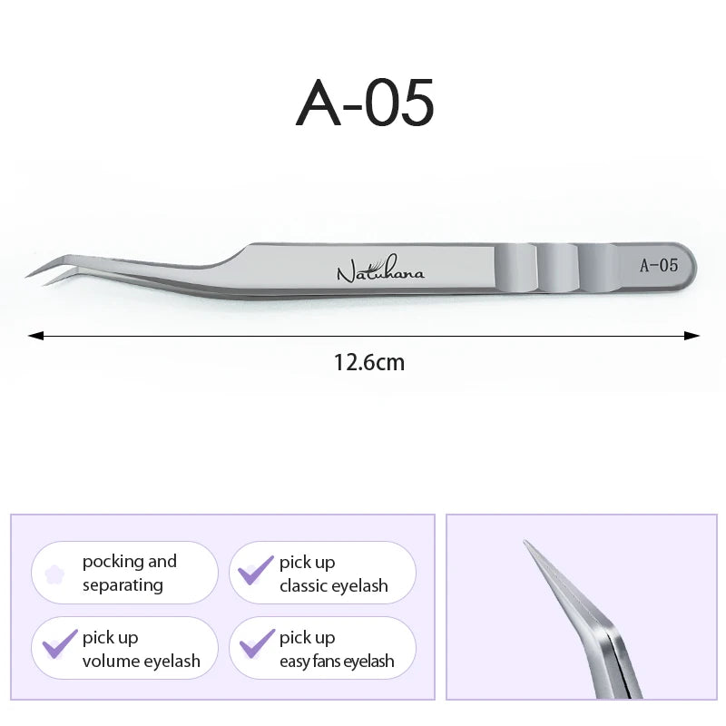 NATUHANA Professional Eyelash Extension Tweezers Precision Qme A-05