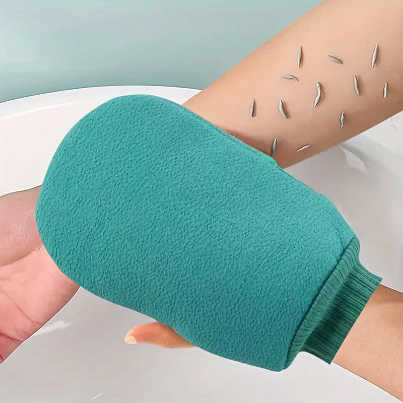 Luxury Exfoliating Bath Mitt - Revitalizes for Glowing, Smooth Skin - Gently Scrubs Away Dead Cells & Impurities - Perfect Qme