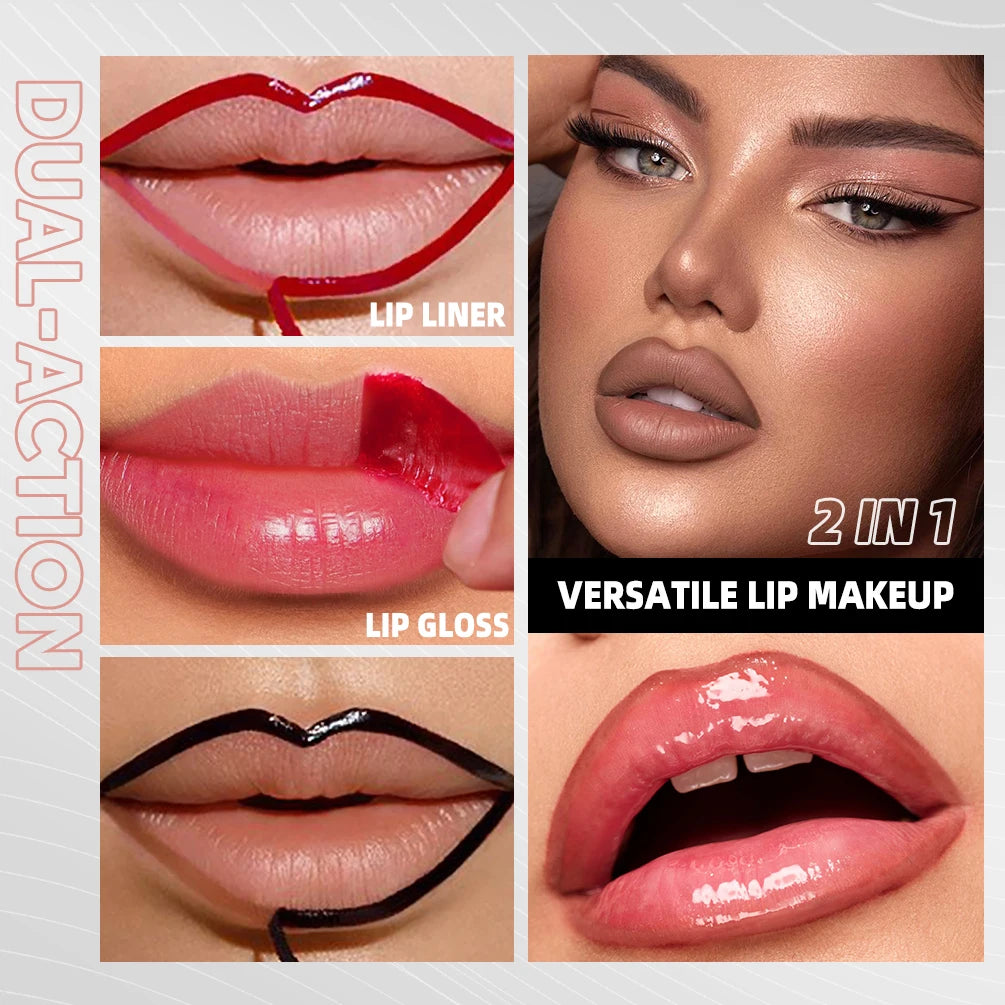 QIBEST Waterproof Lip Liner Peel Off Tattoo Lipgloss Lasting Matte Lip Tint Brown Contour Tear-off Lips Stain Makeup Lipliner Qme