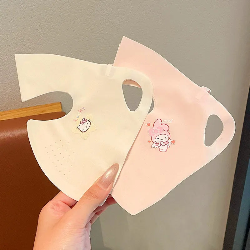 Kuromi Summer Sun Protection Face Mask New UV-Protective Full-Face Mask Breathable Cooling Silk Mask Qme 13