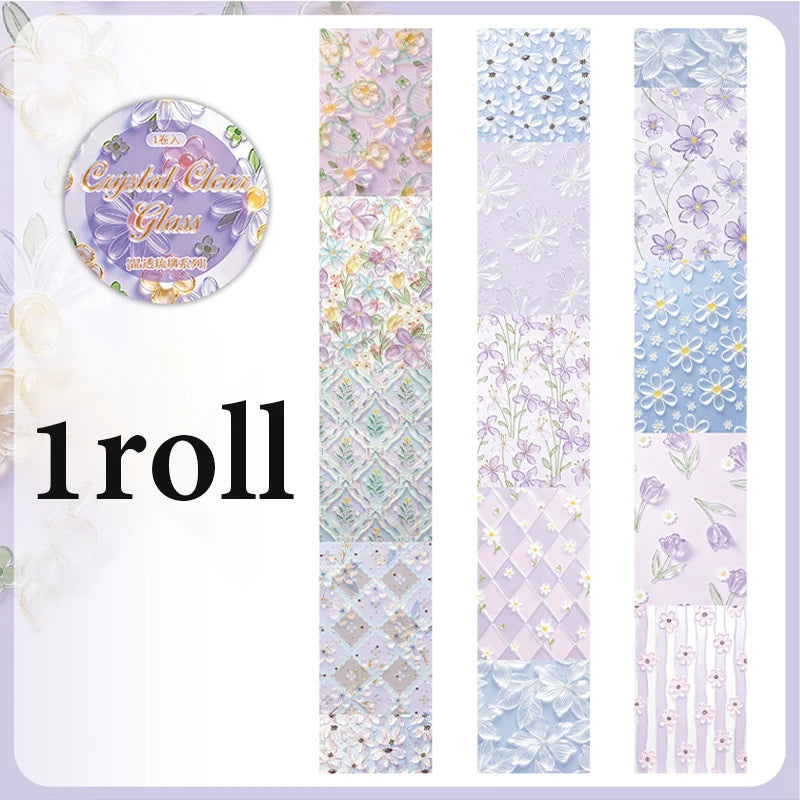 Transparent Glass Pattern Washi Tape, Decorative Background Tape for Journal Collage, Ideal for Holiday and Birthday Gifts Qme C