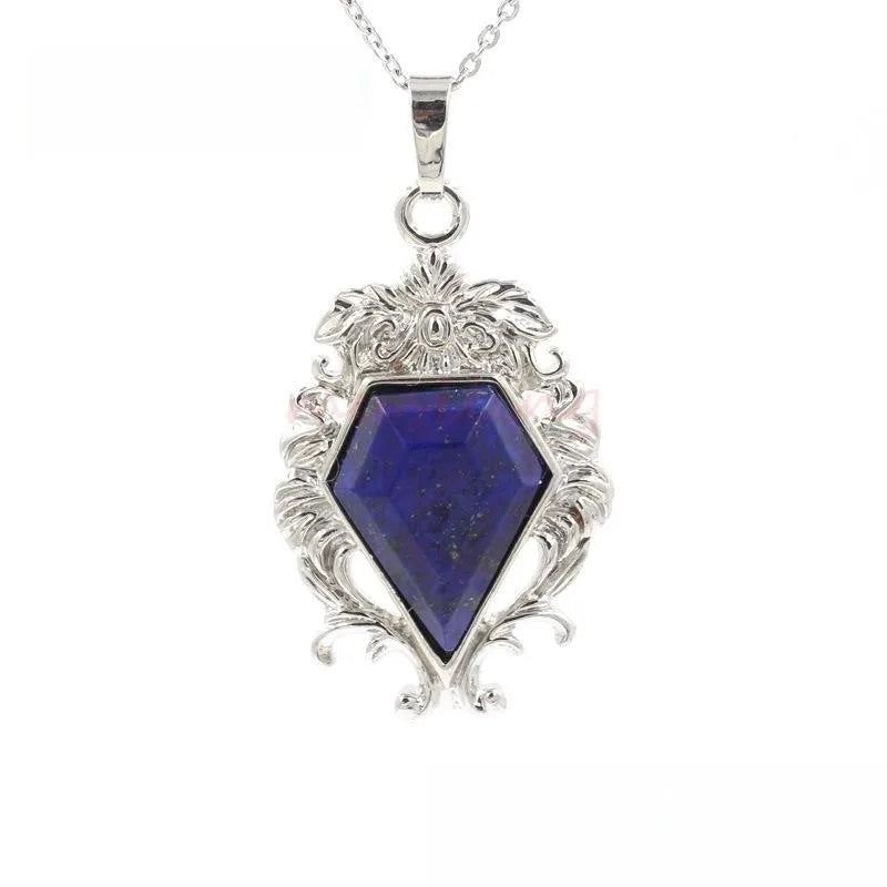 Sapphire Necklace Cosplay Princess Obsidian Simulation Pendant Women Fashion Popular Accessory Retro Gothic Jewelry Prop Gift Qme Blue China Mainland