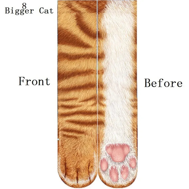 Funny Animal Paw Socks Cat Tiger Leg Toe Men Women Party Outdoor Qme style8 One Size