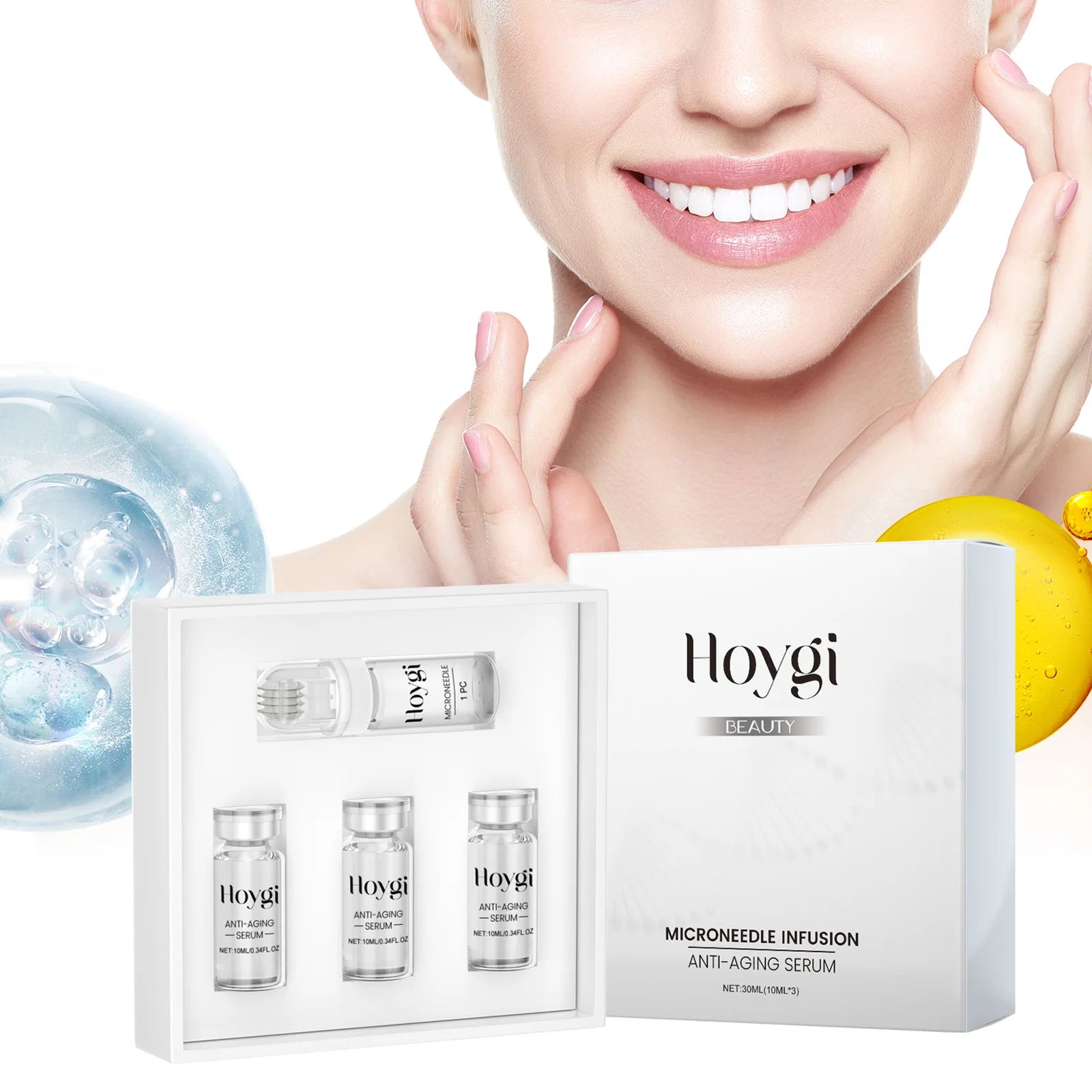 Hyaluronic Acid Essence Skin Care Roller Set Tightening Massage Facial Skin Smoothing Nourishing Improve Rough & Matte Skin Qme