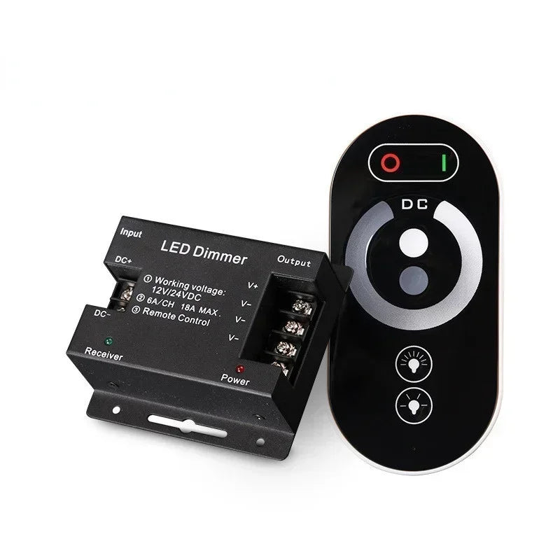 Dimmer RF Touch Remote Control for Single Color Light Lamp Bulb Strip Driver, 12V 24V DC 432W 6A/CH, LED Controller Qme