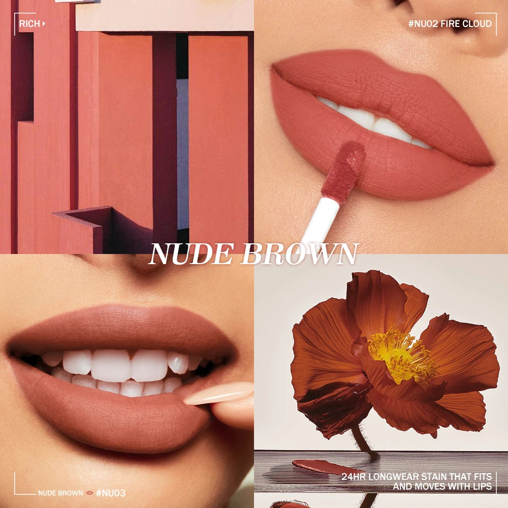 O TWO Lipstick Lip Tint Matte 24H Stay Color-locking Ultra-lasting Qme