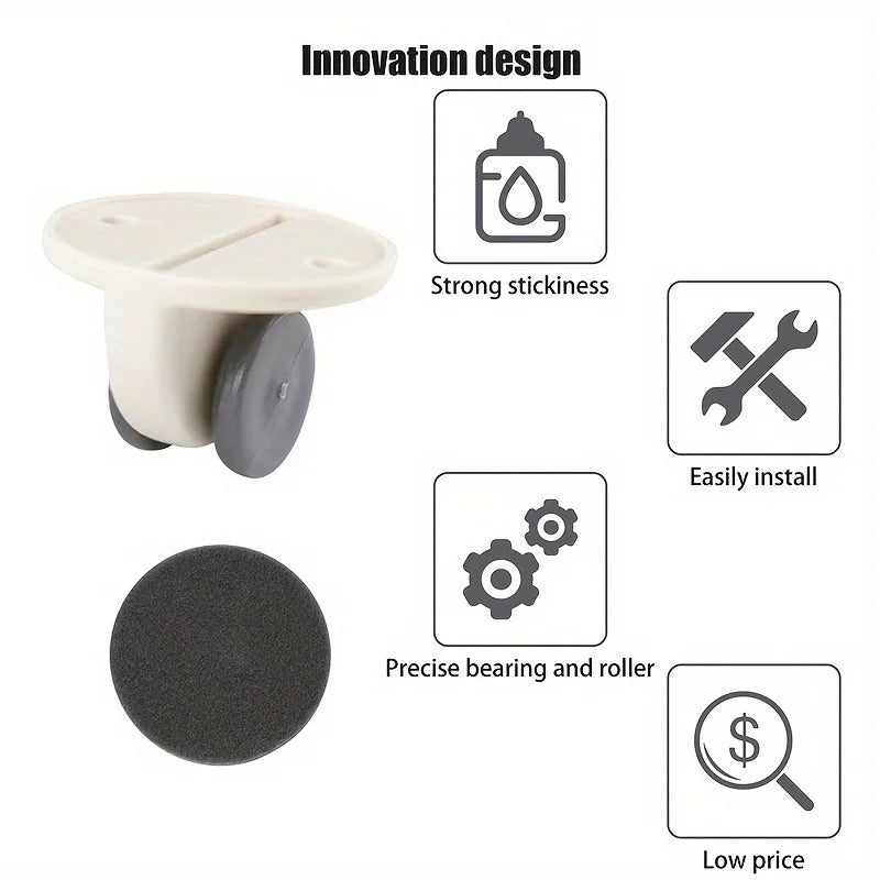 4pcs Self-Adhesive Wheels, Mini Fixed Wheels, Adhesive Plastic Universal Wheels, Rollers, Ball Transfer Bearing Wheels, Qme