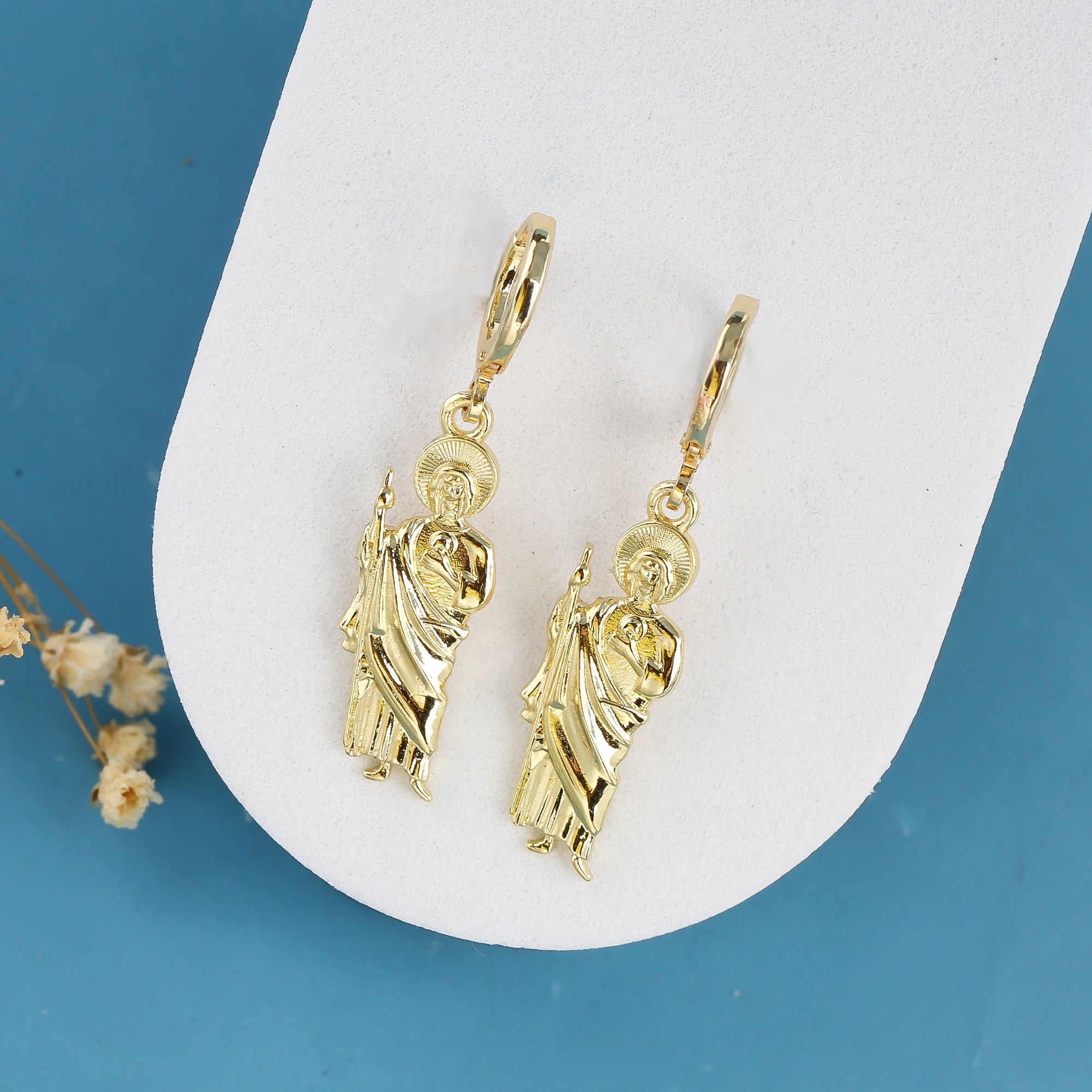 High Quality Shiny Zirconia St. Jude Drop Earrings New Fashion for Women Girls Religious Jewelry Birthday Gift Accessories Qme Earrings 5