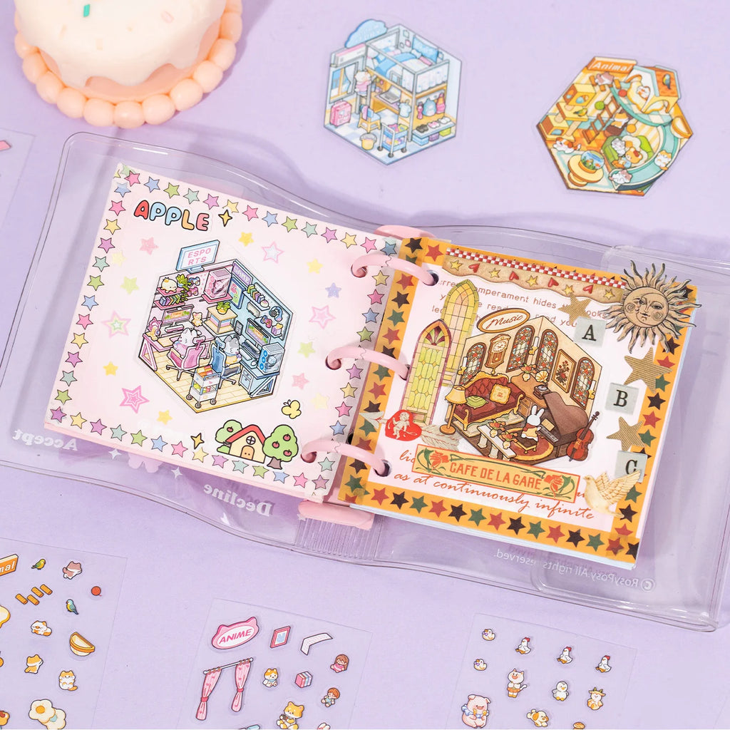 13 Sheets/Book Mini Cute Micro Landscape Stickers for DIY Scrapbooking Phone Case Decoration Student Reward Arts and Crafts Qme
