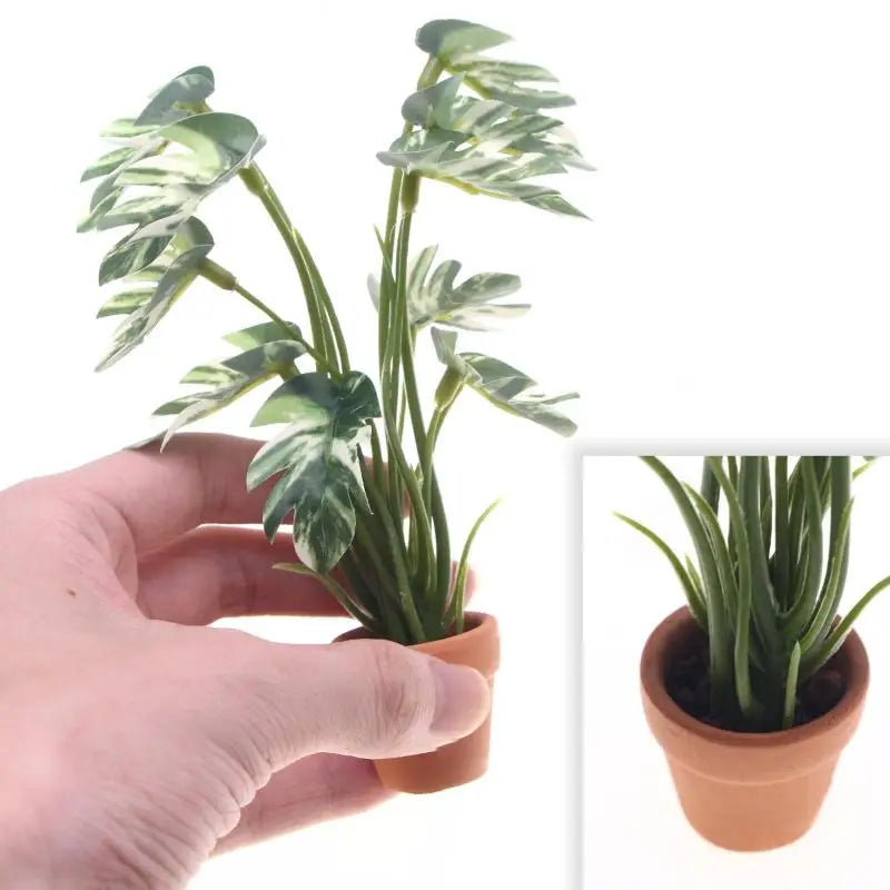 1 12 Dollhouse Simulation Monstera Green Plant Potted Micro Landscape Qme