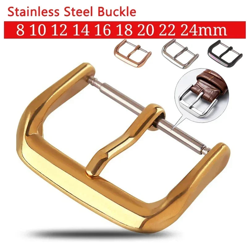 Stainless Steel Watch Pin Buckle 8/10/12/14/16/18/20/22/24mm Replace Metal Silver Black Watchbands Strap Clasp Watch Accessories Qme