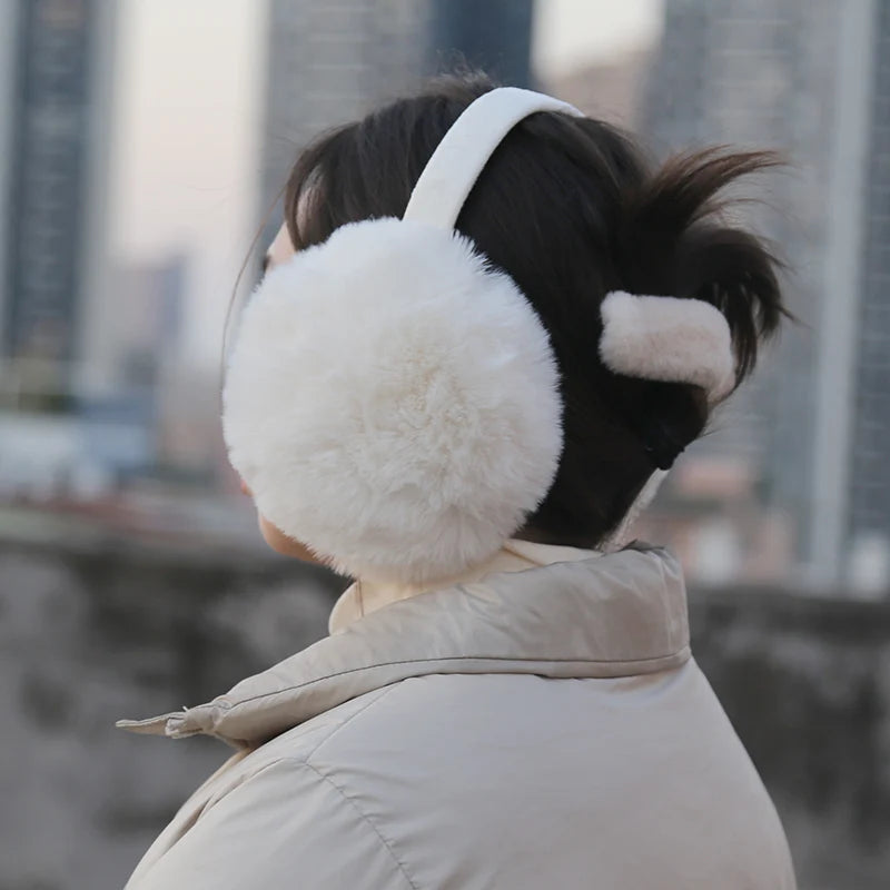 New Autumn Winter Soft Earmuffs Women Men Ear Keep Warmer Plush Solid Color Adjustable Foldable Ear Protection Muffs Earflap Qme