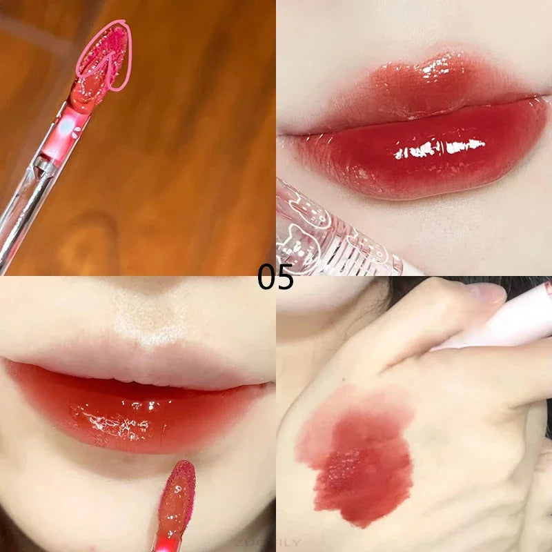 1PC Mirror Water Lip Gloss Cherry Pink Transparent Waterproof Long Lasting Moisturizing Nude Clear Tint Glass Lips Oil Makeup Qme 05