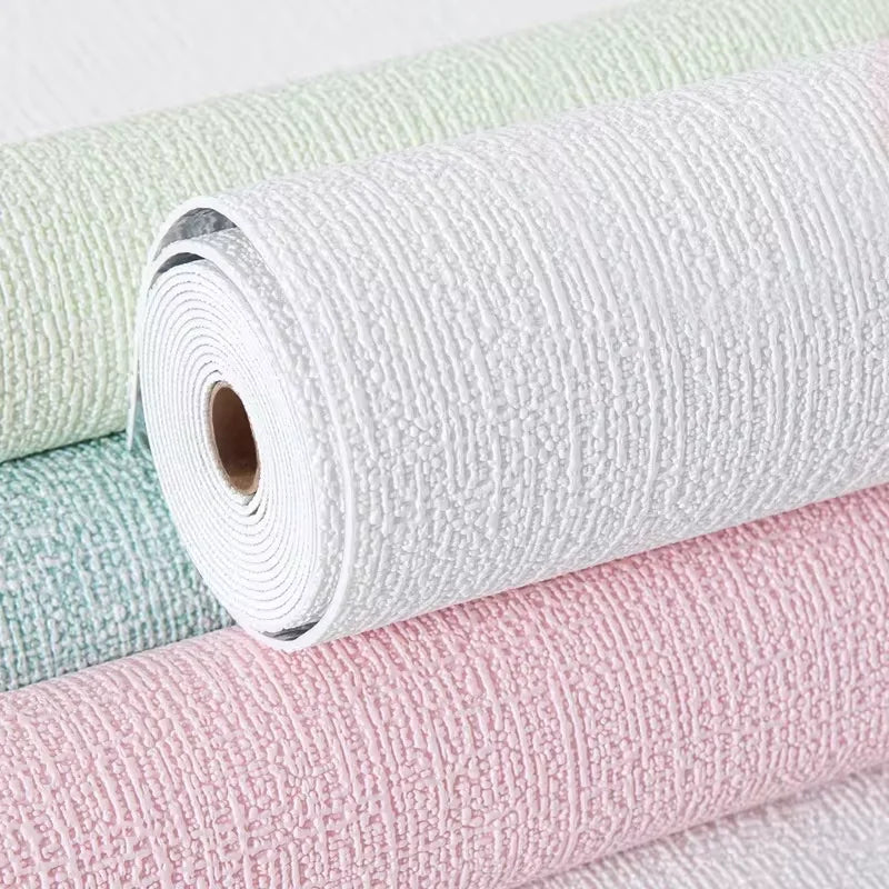 Wall Paper Linen 3D Foam Self-adhesive PVC Solid Color Thickened Waterproof Perfect for Bedroom Living Room ﻿ Wallpapers Home Qme