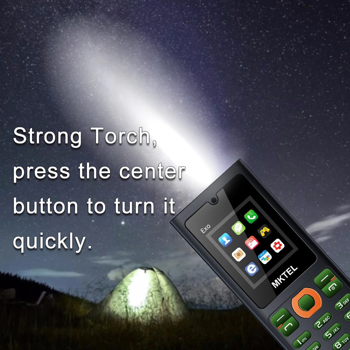 MKTEL EXO Feature Phone Senior Mobile Phone Dual SIM Dual Standby 1.77" Display GSM MP3 MP4 FM Radio Strong Torch Loud Speaker Qme