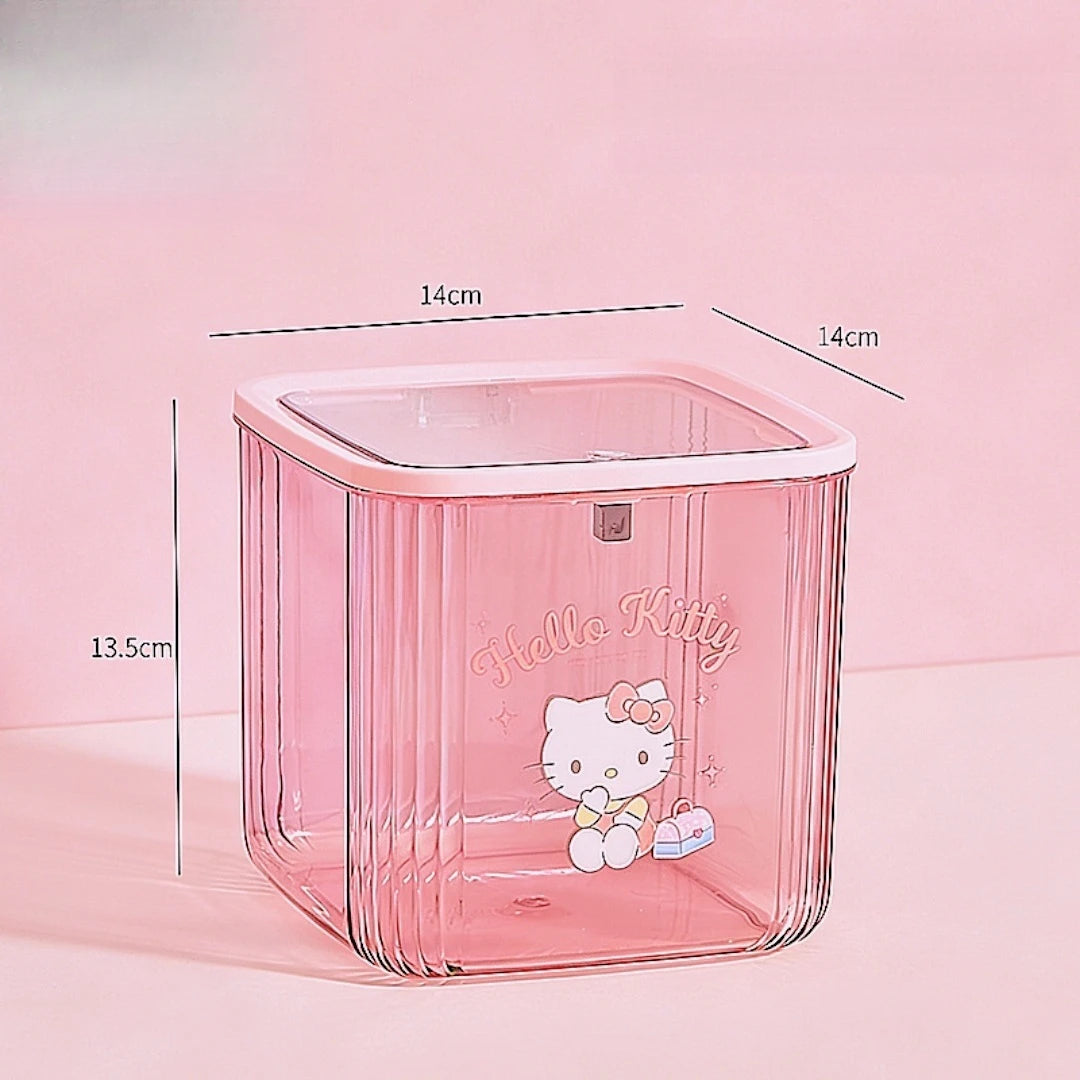 Hello Kitty Kuromi Desktop Trash Can Cute Transparent Mini Storage Box Trash Can for Home, Living Room, and Office Qme 1