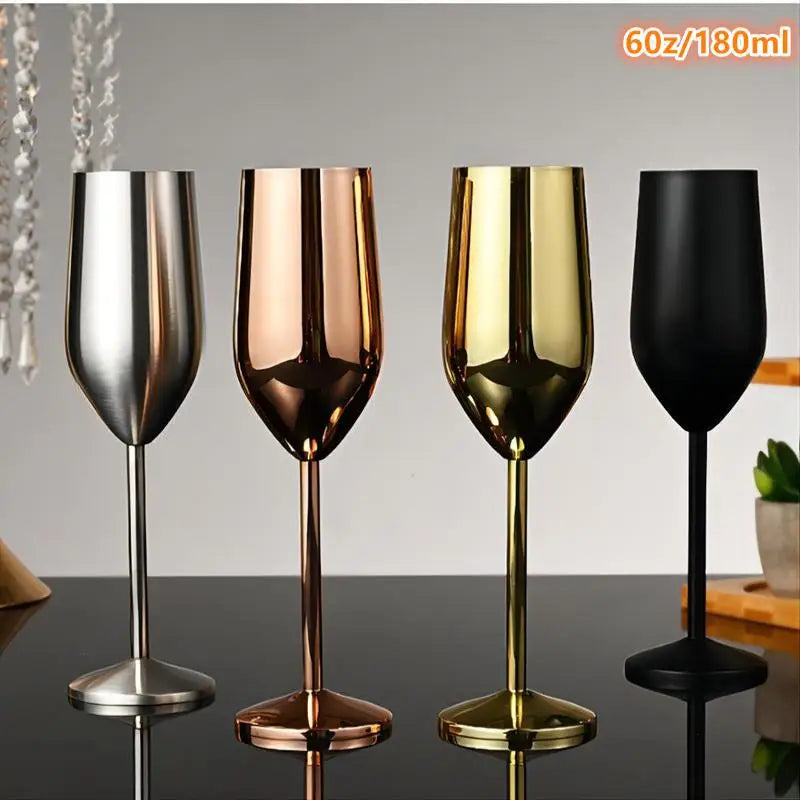 Stainless Steel Champagne Glasses Cocktail Glass Goblet Giftfor Qme