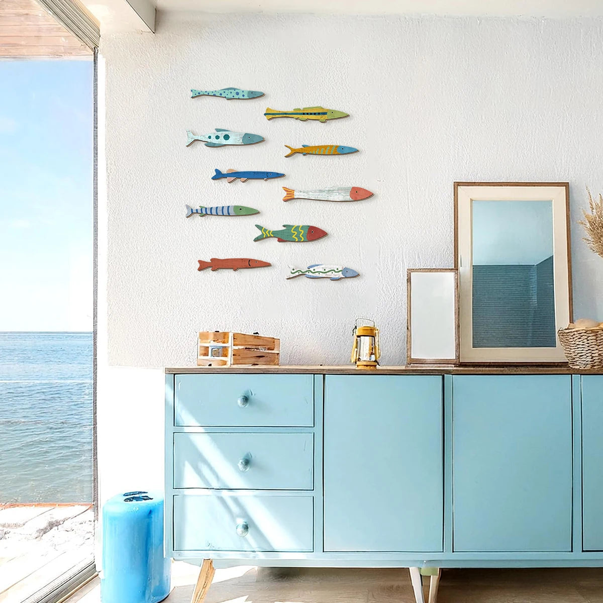 Colorful Hand - Painted Wooden Fish Wall Decorations: Add a Splash of Ocean Charm to Your Space Qme