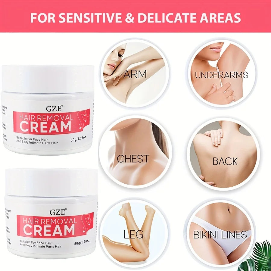 GZE Hair Remover for Women, Hair Removal Cream Sensitive, 1.76 Ounce, Intimate/Private Area depiladora Cream, Pubic, Bikini, Qme