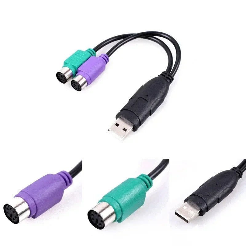 2pcs USB Male To PS/2 PS2 Female Converter Cable Cord Converter Adapter Keyboard Computer Cables & Connecting Hardware Cables Qme