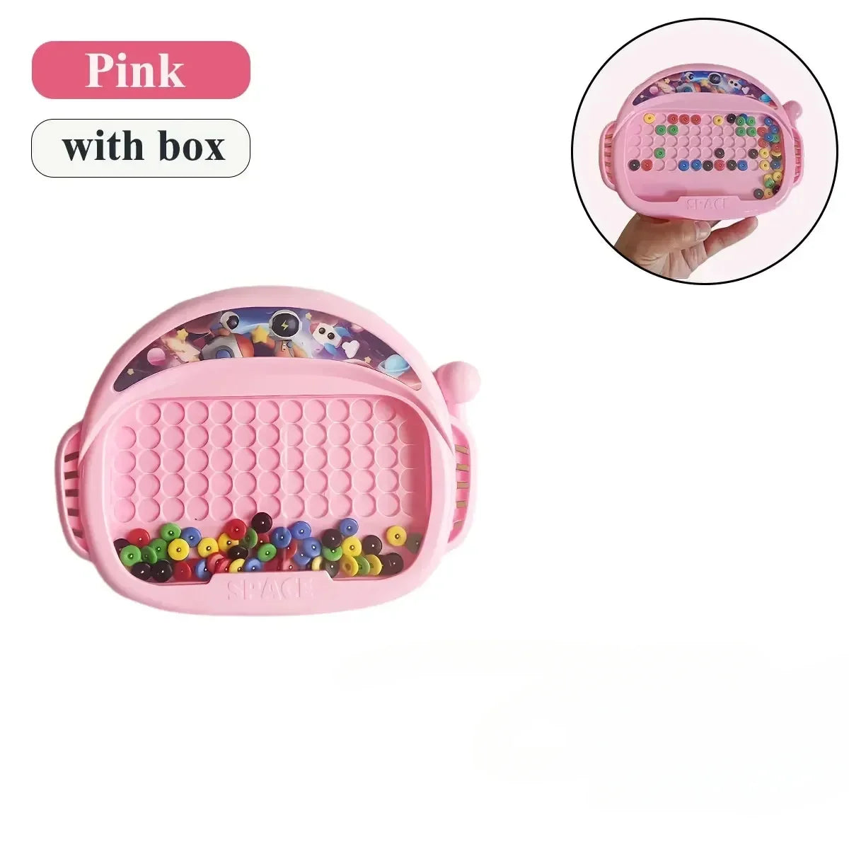 Children's Magnetic Doodle Board with Pen & Beads Drawing Toy for 3-8 Years Kids Educational Boy Girl Montessori Gift Boys Girls Qme Pink