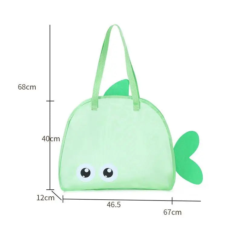 Cute Large Capacity Storage Bag Portable Foldable Mesh Sand Digging Toy Organizer Pouch For Beach Travel Outdoor Sports Qme Green