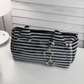 Striped Devil Horn Pencil Case Wear Resistant Large Capacity Portable Qme A1