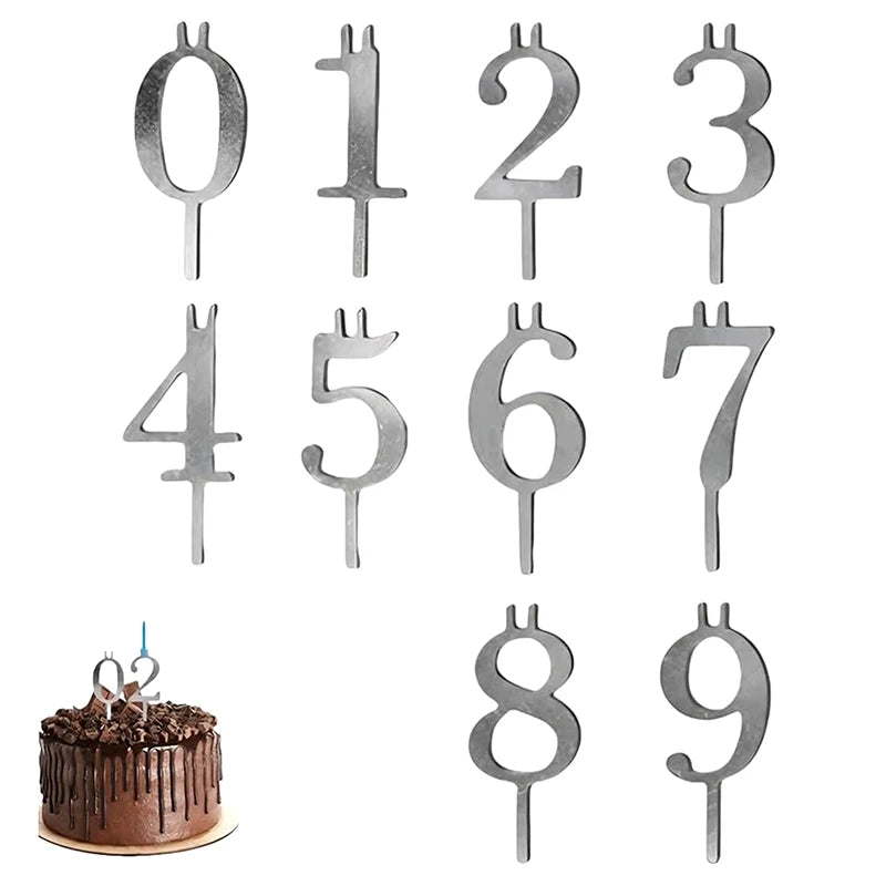 0-9numbers Happy Birthday Cake Topper Metal Wedding Kids Party Qme A