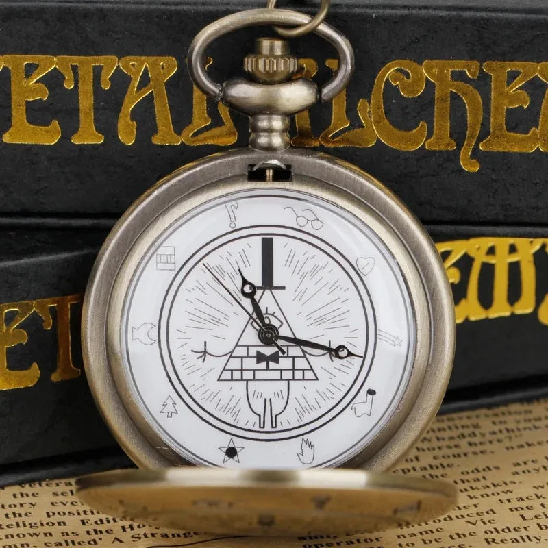 Bronze Strange Vintage Quartz Pocket Watches Necklace Steam Punk Pendant Mens Women Pocket FOB Watch Halloween Gifts Qme