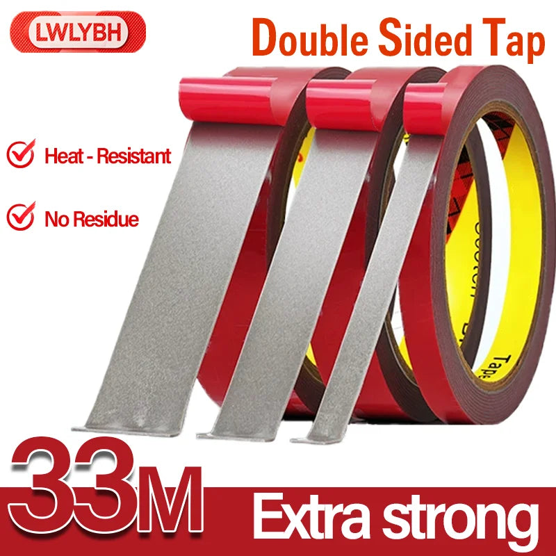Extra Strong Double Sided Adhesive Tape Car Special Fixed Waterproof Sealing Tape Heat Resistant Acrylic Foam Adhesive Tape Qme 12 Meters 12mm 0.8mm