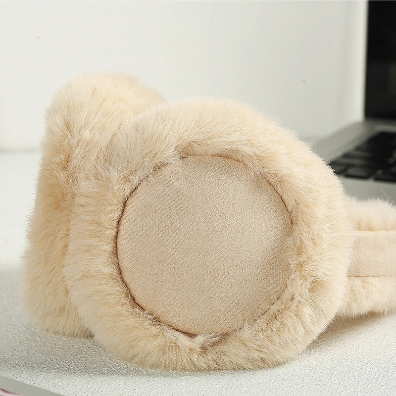 Fashionable Cute Cartoon Earmuffs Warm Thickened Winter Antifreeze Qme one size Apricot