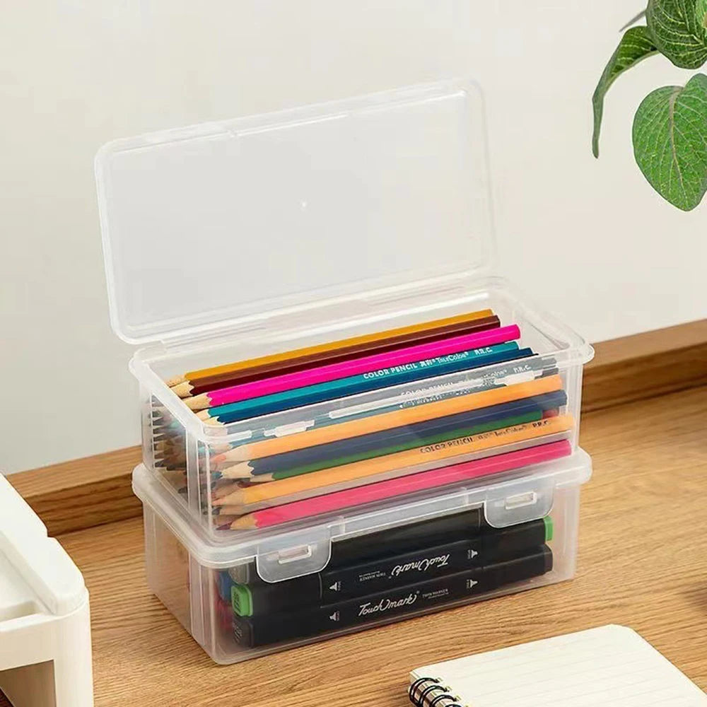 1pc Translucent PencCase Large Capacity Lightweight Convenient for School Supplies Storage Pen Box Organizer Box Qme
