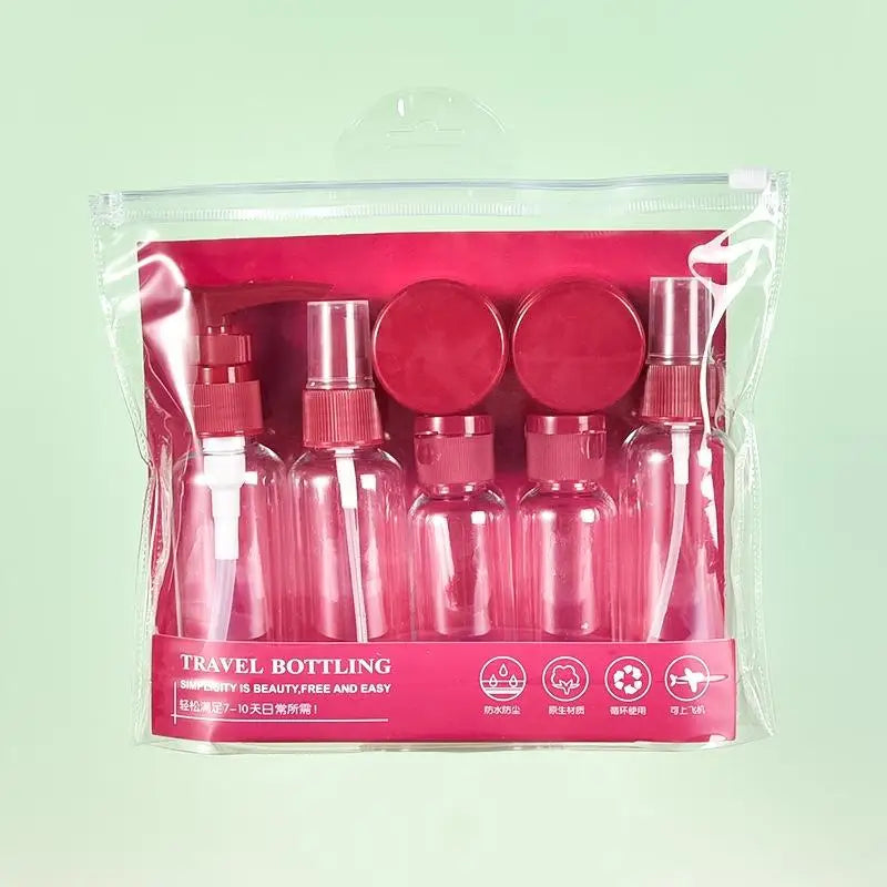 Multipurpose Leak Proof Refillable Bottles Toiletries Travel Qme Wine red