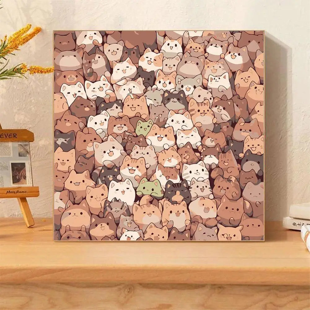 Creative Cute DIY Digital Oil Painting Cat Puppy Hand-painted Filled Oil Painting For Home Decoration Fill Oil Painting Qme