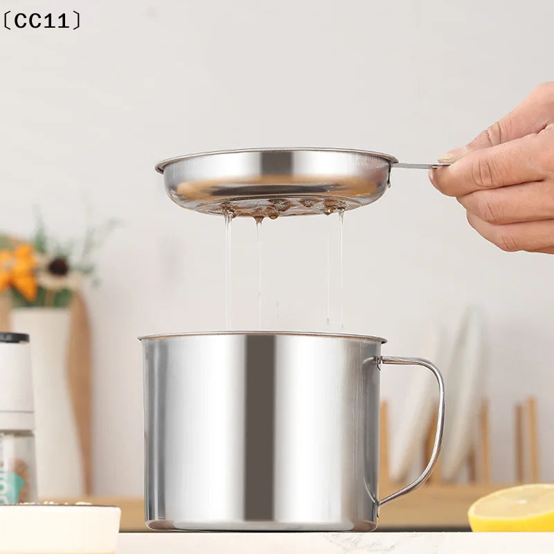 Bacon Grease Container Kitchen Oil Can Strainer Store Meat Frying Qme