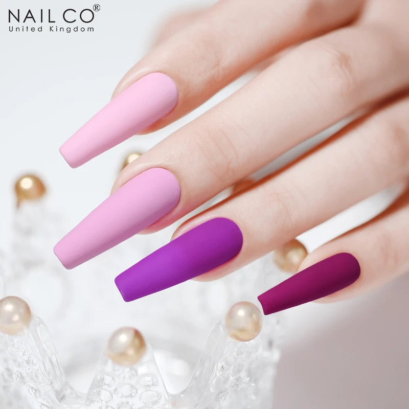 NAILCO Plum Gel Nail Polish Matte Coat Autumn Winter Semi Permanent Qme